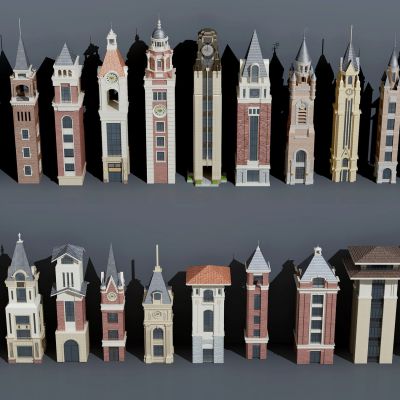 欧式古建钟楼塔楼