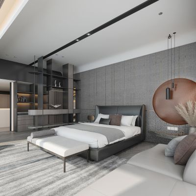 现代卧室双人床