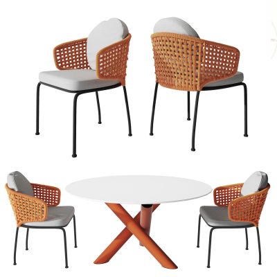 现代户外藤编餐椅