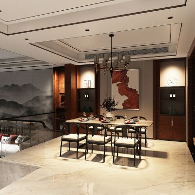 新中式复式客餐厅