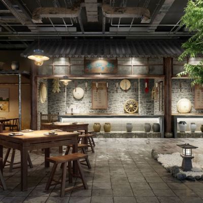 自然风民宿新中式餐厅