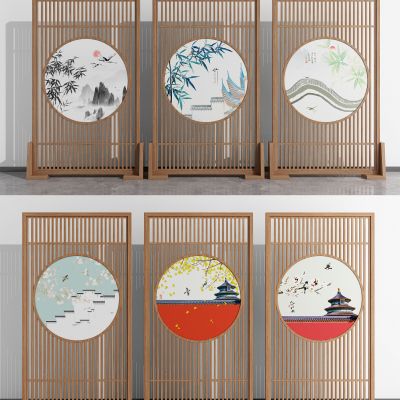 新中式日式屏风隔断花格