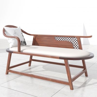 新中式古典实木贵妃椅