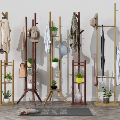 现代木质衣帽架