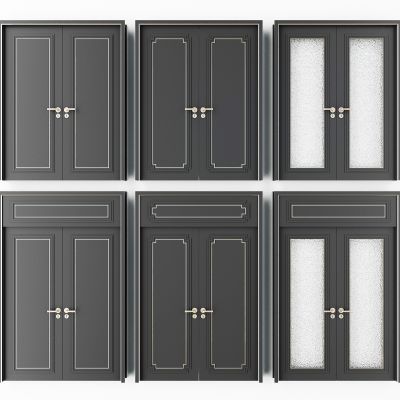 中式简欧式玻璃双开门