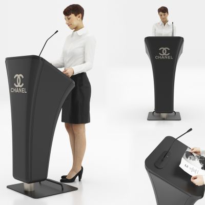 现代演讲台人物话筒