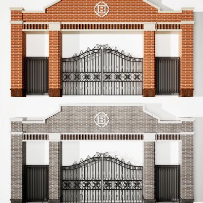 简欧砖墙铁艺大门