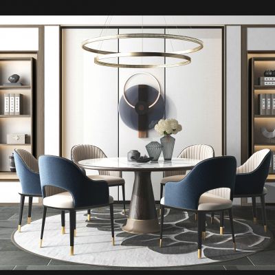 新中式圆形餐桌椅