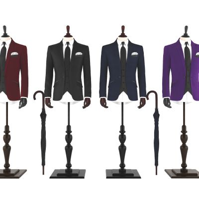 西装模特雨伞服装模特组合