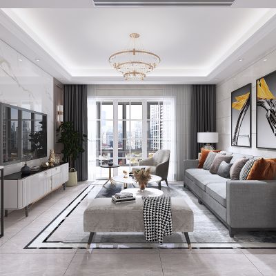 现代全景加主卧单张现代客餐厅