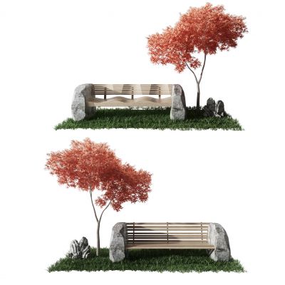 现代户外石头长椅