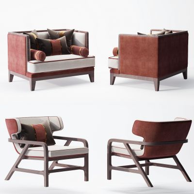 新中式单人沙发组合