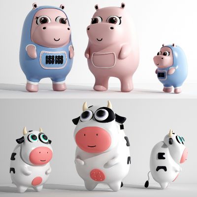 现代奶牛公仔儿童玩具摆件