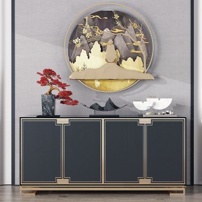 新中式实木端景柜