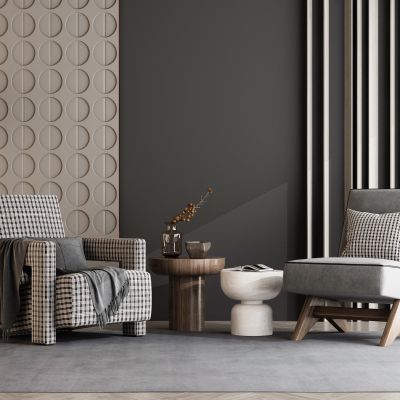 现代单人沙发休闲椅边几