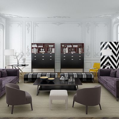 现代法式客厅装饰柜