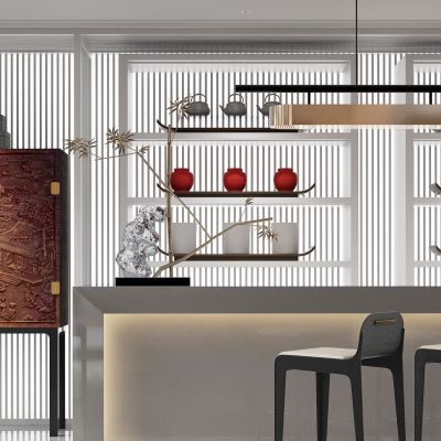 新中式吧台吧台椅水吧台服务台装饰柜