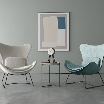 北欧绒布躺椅边几