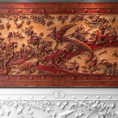 中式百鸟朝凤实木