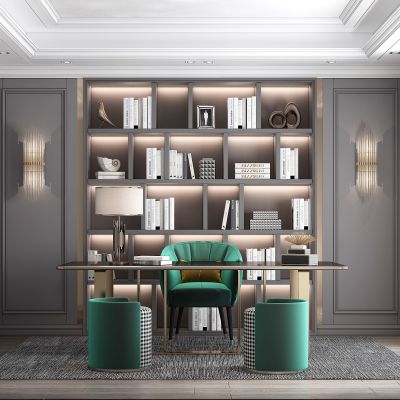 美式欧式轻奢书房