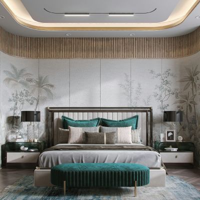 新中式现代简欧式卧室双人床