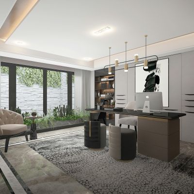 现代轻奢书房书桌椅