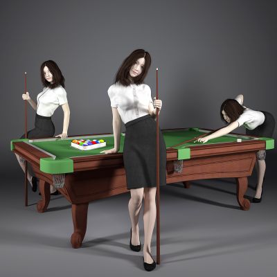 台球桌美女人物