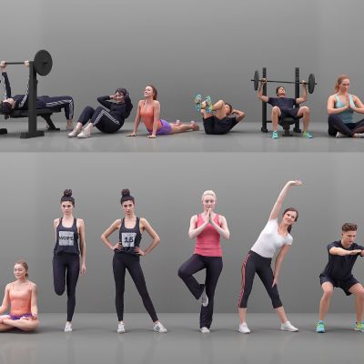 欧式健身运动瑜伽人物