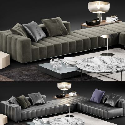 现代皮革转角沙发