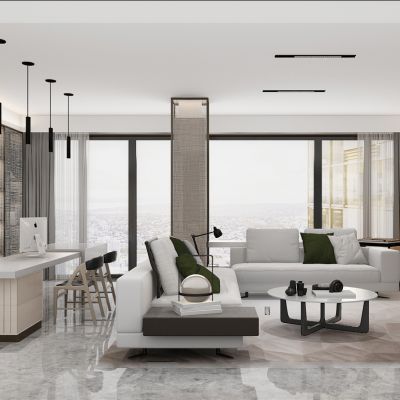 现代客厅书房书柜