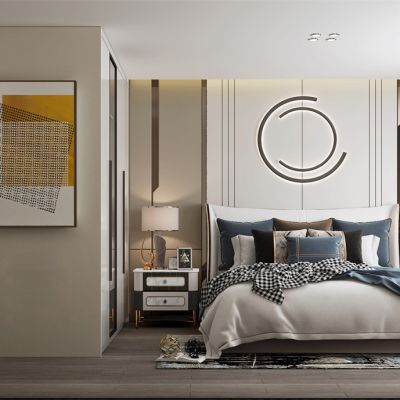 现代轻奢简欧式卧室双人床