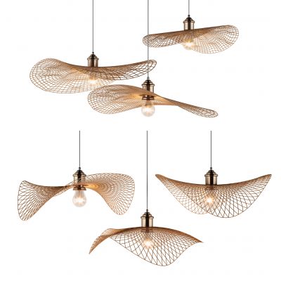 新中式帽子竹编藤编编织吊灯