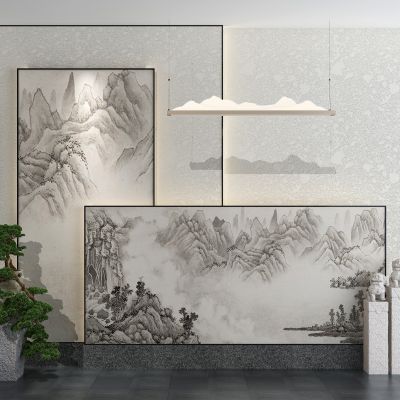新中式山水屏风画