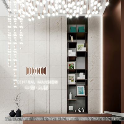 新中式酒店会所办公大堂大厅前台接待