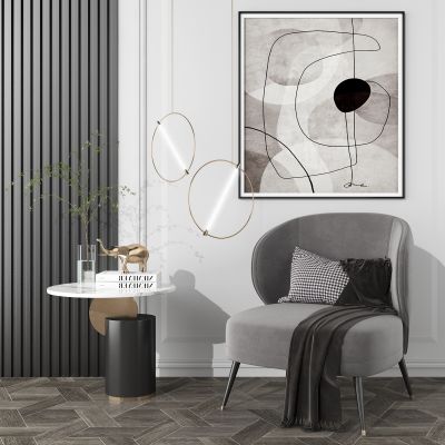 现代休闲单椅边几