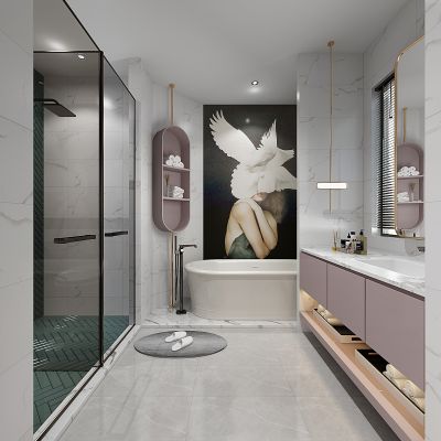 北欧现代卫生间外漏浴缸拖鞋