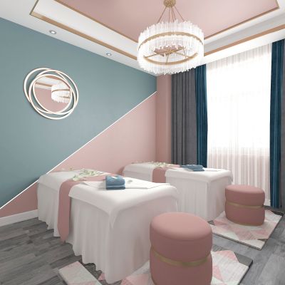 北欧轻奢美容院SPA护理房spa按摩房按摩床