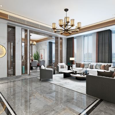 新中式客餐厅3D模型