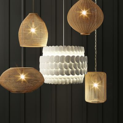 日式新中式竹编藤编编织吊灯灯笼