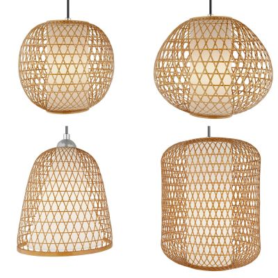 日式新中式竹编藤编编织吊灯灯笼