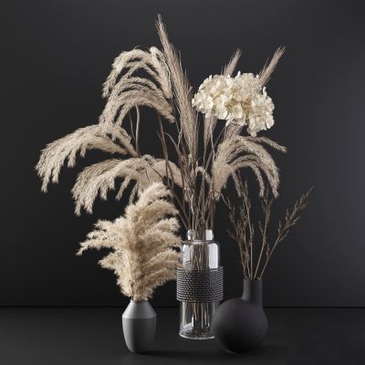 干燥植物稻草花瓶插花