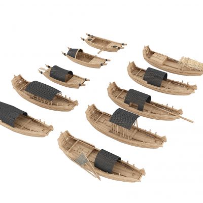 中式木船古船渔船扁舟