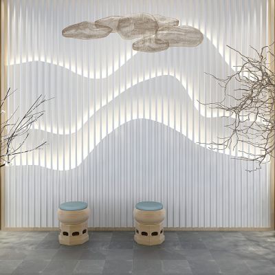 新中式山脉造型格栅