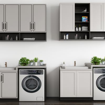 现代阳台洗衣机洗手台伴侣吊柜洗衣柜