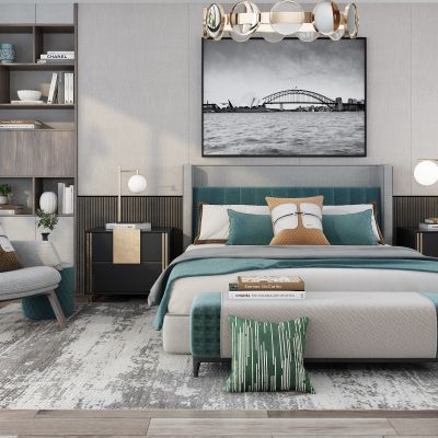 新中式简欧式双人床