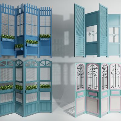 地中海实木屏风隔断