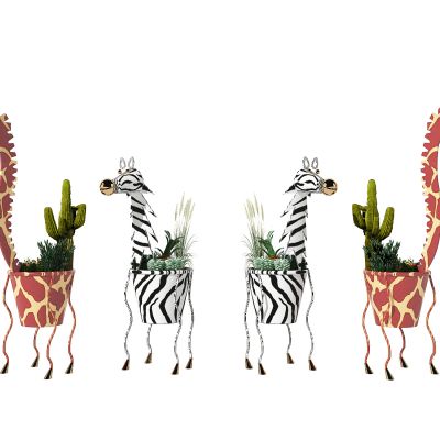 北欧卡通动物长颈鹿仙人掌盆栽