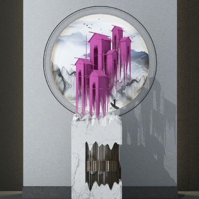 新中式房屋雕塑