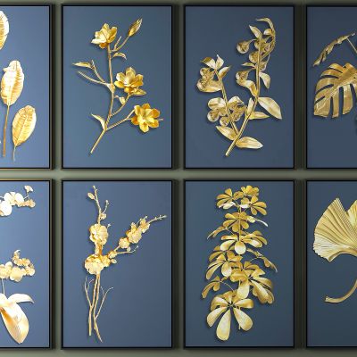 新中式树叶立体植物画