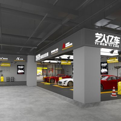 现代汽车修理店3D模型